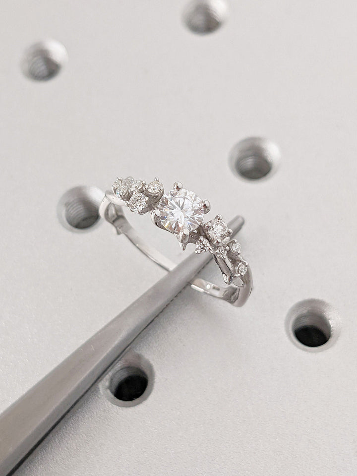 0.50CT Round Lab Grown Diamond Cluster Engagement Ring For Women