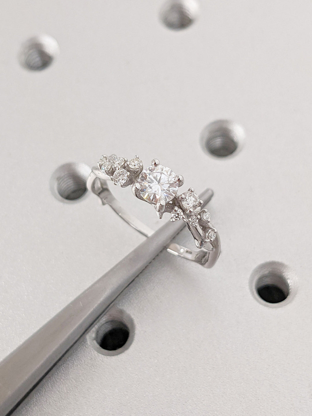 0.50CT Round Cut Cluster Lab Grown Diamond Engagement Ring For Women