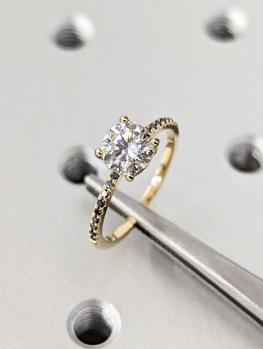 1.25CT Round Cut Pave Lab Grown Diamond Engagement Ring