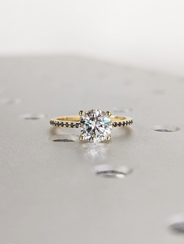 1.25CT Round Cut Pave Lab Grown Diamond Engagement Ring