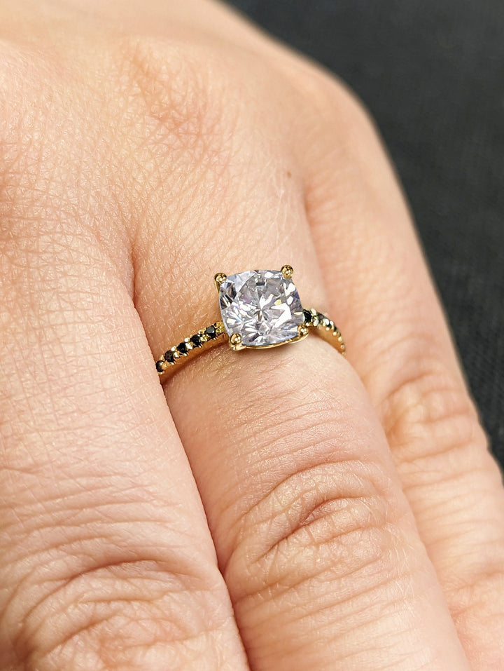 1.50CT Cushion Cut Pave Lab Grown Diamond Engagement Ring For Her