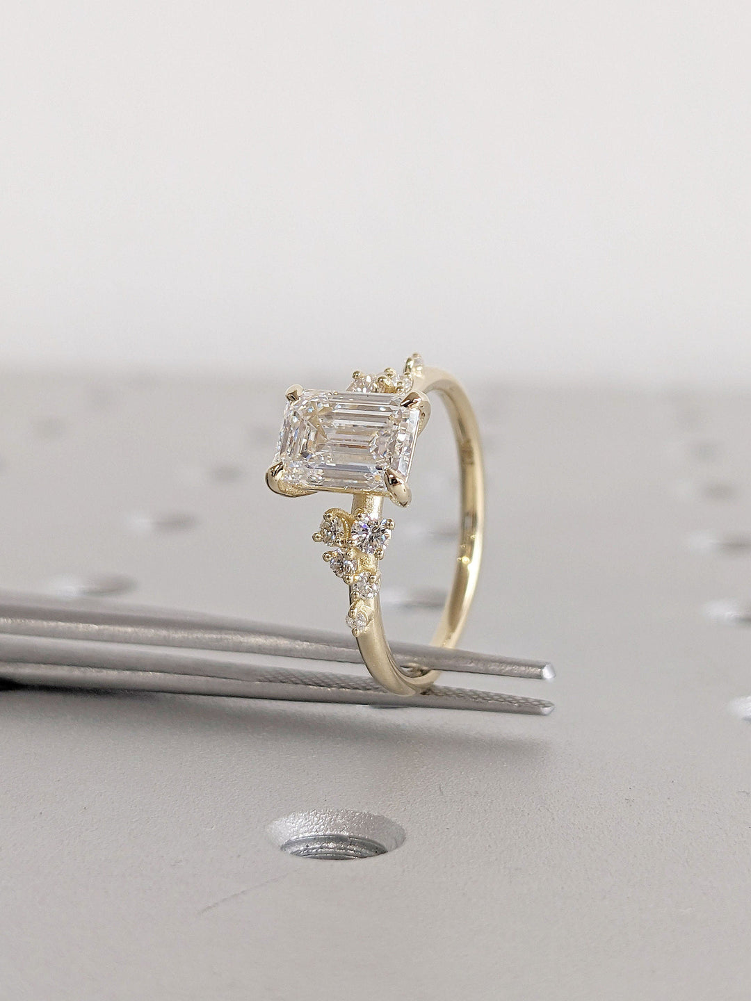 1.50CT Emerald Diamond Cluster Lab Grown Engagement Ring For Her