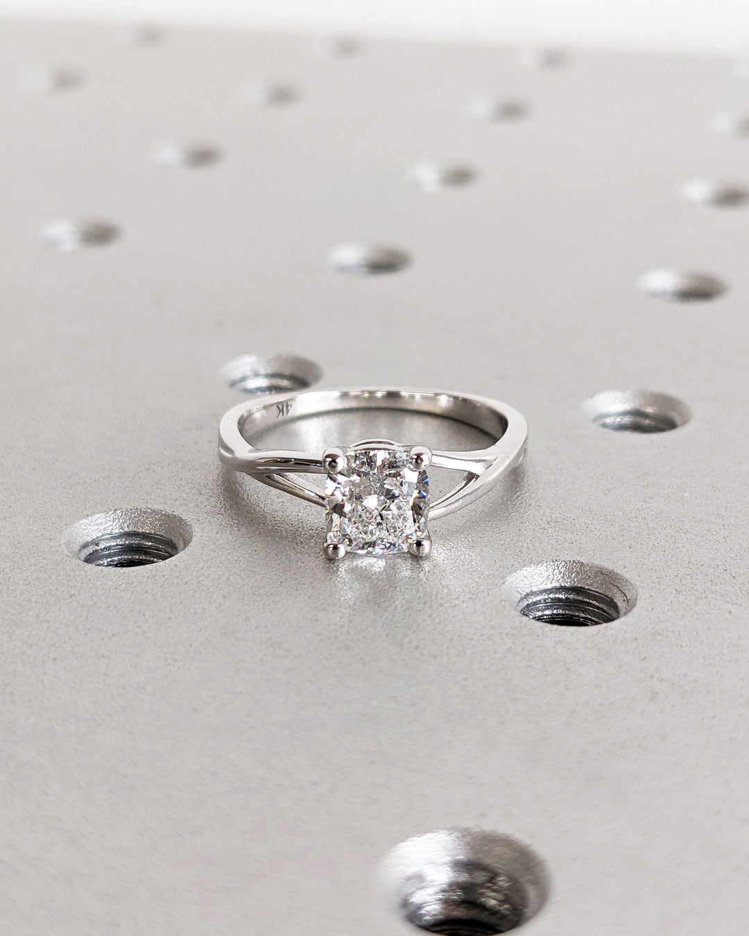1.0CT Cushion Lab Grown Split Shank Diamond Engagement Ring Unique Twisted Band
