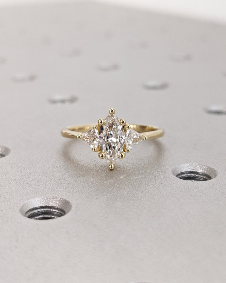 0.50CT Marquise Cut 3 Stone Lab Grown Diamond Engagement Ring For Her