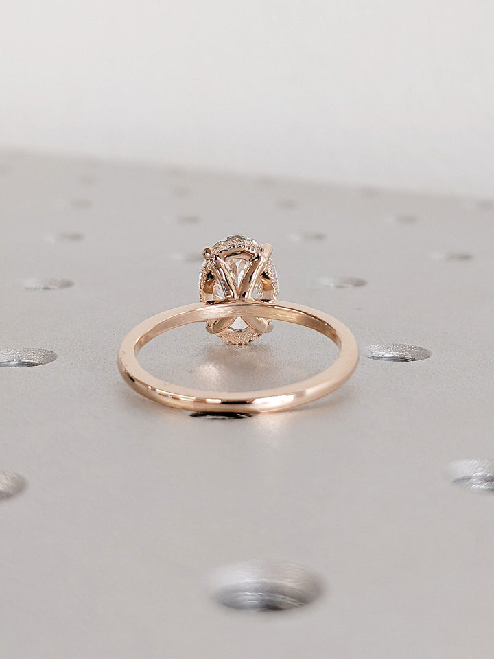 2.50CT Oval Cut Hidden Halo Lab Grown Diamond Engagement Ring Pretty Engagement Rings