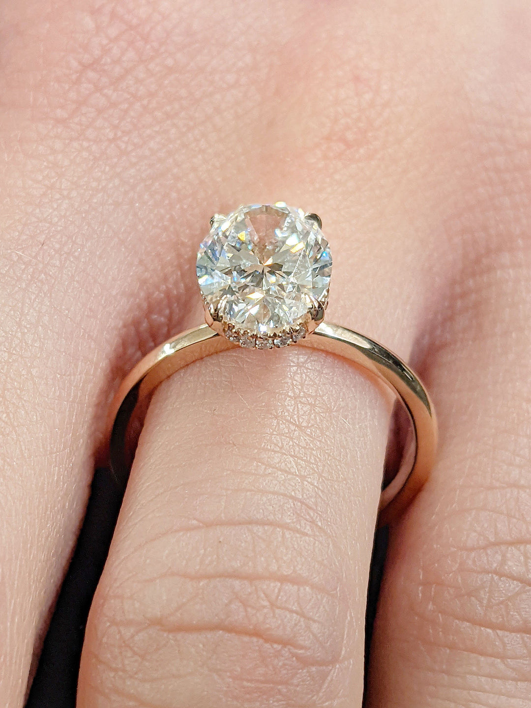 2.50CT Oval Cut Hidden Halo Lab Grown Diamond Engagement Ring Pretty Engagement Rings