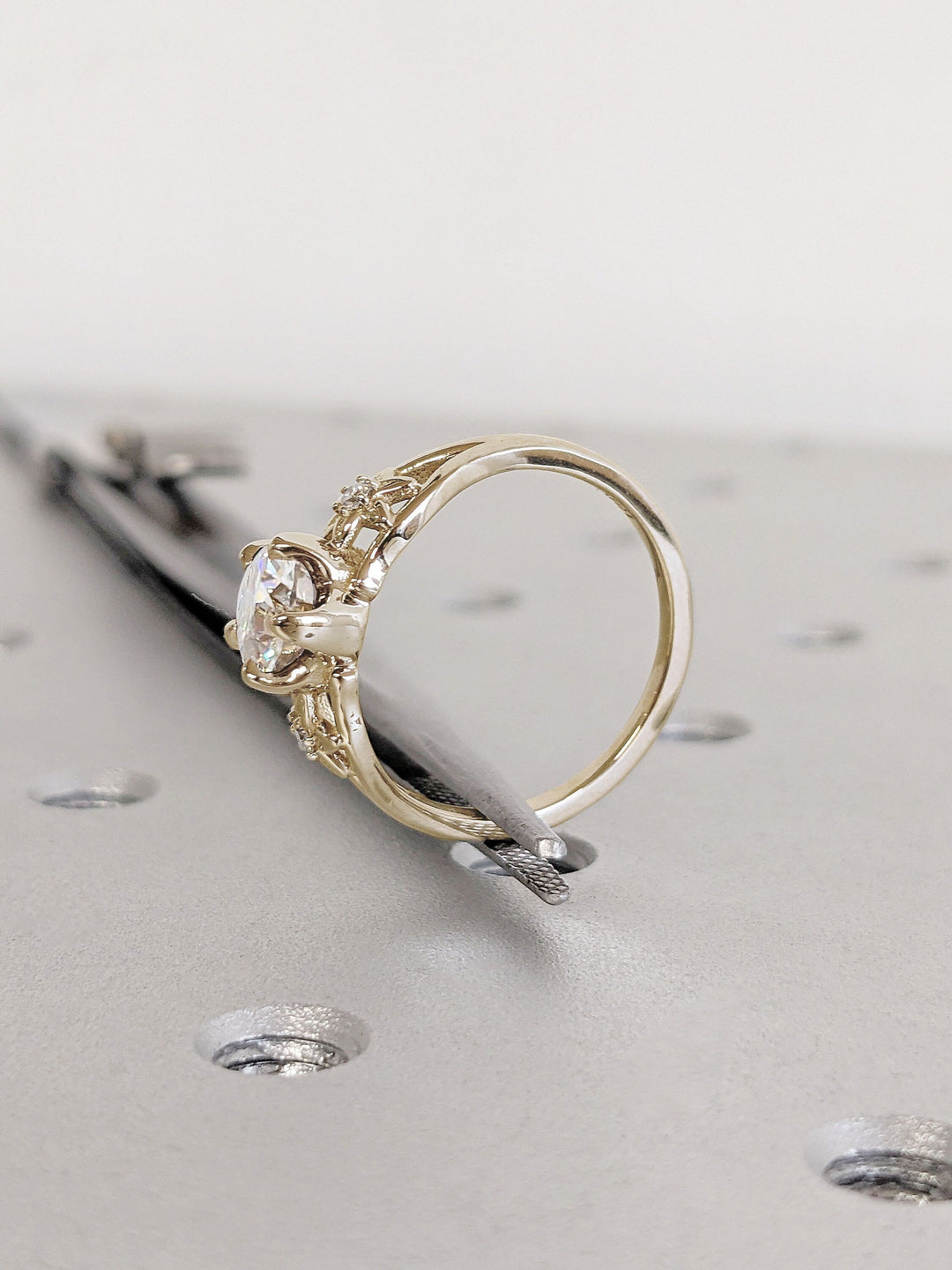 1.0CT Round Cut Unique 3 Stone Lab Grown Diamond Engagement Ring For Women