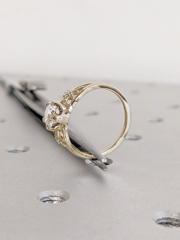 1.0CT Round Cut Unique 3 Stone Lab Grown Diamond Engagement Ring For Women