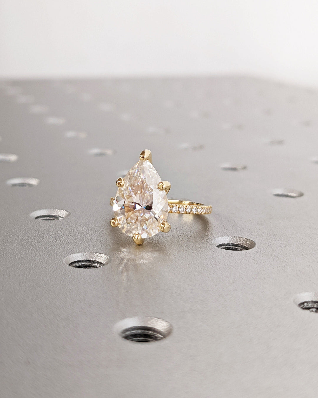 4.0CT Pear Cut Pave IGI Certified Lab Grown Diamond Hidden Halo Engagement Ring