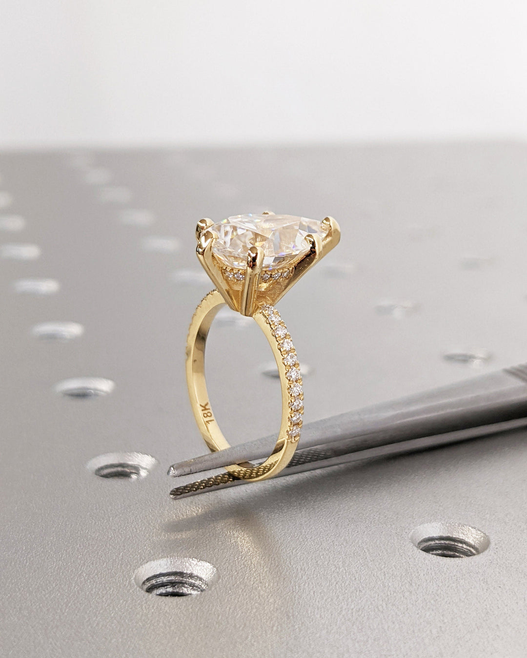 4.0CT Pear Cut Pave IGI Certified Lab Grown Diamond Hidden Halo Engagement Ring