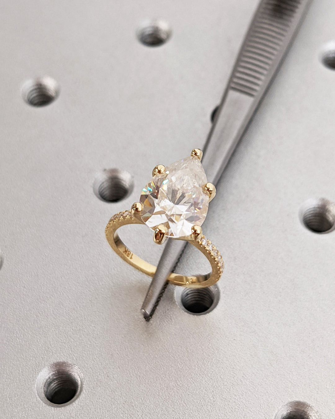 4.0CT Pear Cut Pave IGI Certified Lab Grown Diamond Hidden Halo Engagement Ring