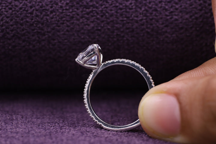 1.50CT Cushion Cut Pave Lab Grown Diamond Engagement Ring For Women