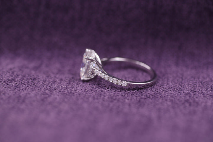 2.50CT Elongated Cushion Cut Pave Lab Grown Hidden Halo Diamond Engagement Ring For Her