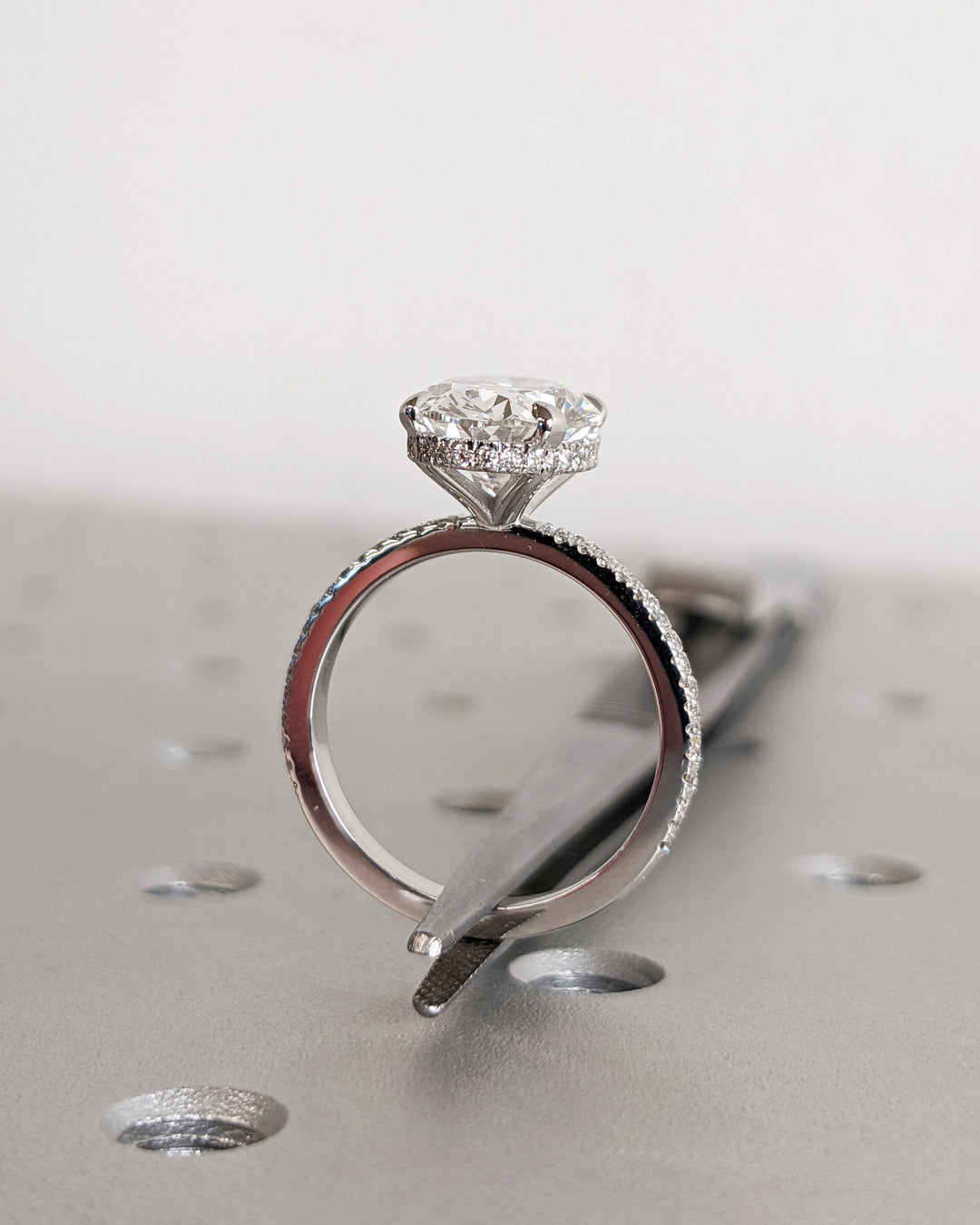 3.0CT Oval Cut Micro Pave Lab Grown Diamond Hidden Halo Engagement Ring For Her