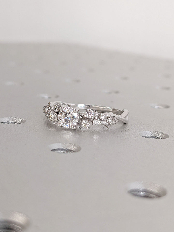 0.50CT Round Lab Grown Diamond Cluster Engagement Ring For Women