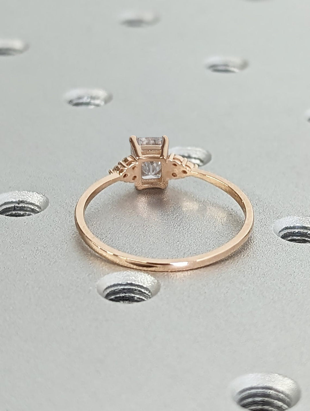 1.0CT Emerald Cut Cluster Lab Grown Diamond Engagement Ring For Women