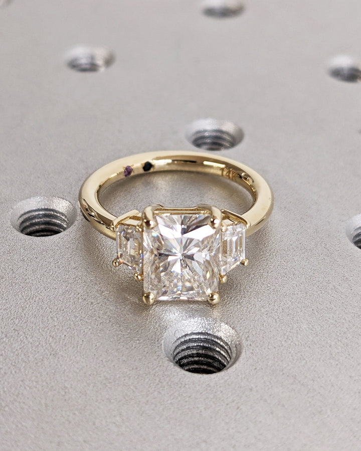 2.50CT Radiant Cut 3 Stone Lab Grown Diamond Engagement Ring For Women