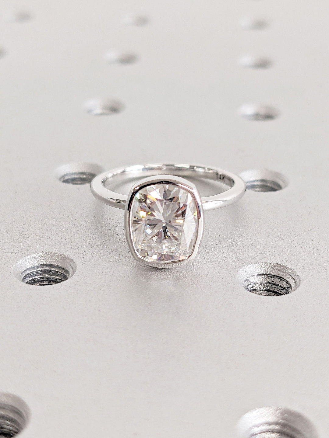 2.50CT Elongated Cushion Cut Bezel Lab Grown Diamond Engagement Ring Nature Inspired Engagement Rings