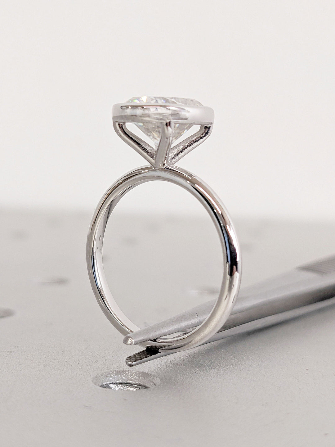 2.50CT Elongated Cushion Cut Bezel Lab Grown Diamond Engagement Ring Nature Inspired Engagement Rings