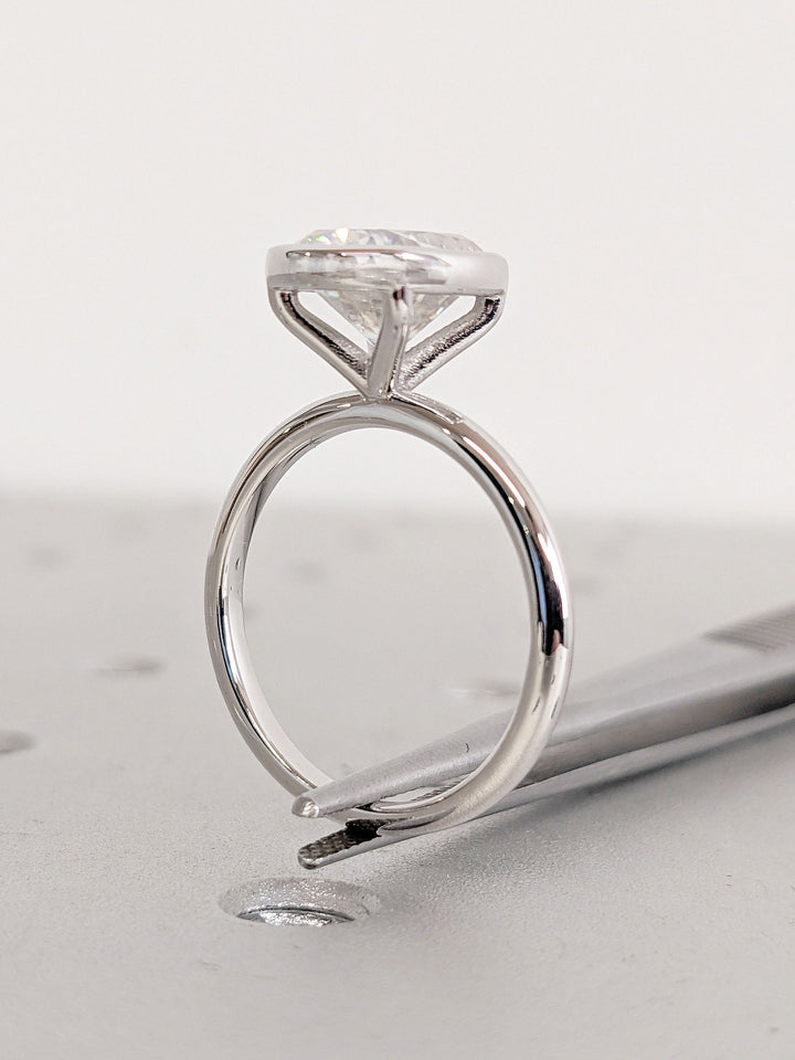 2.50CT Elongated Cushion Cut Bezel Lab Grown Diamond Engagement Ring Nature Inspired Engagement Rings