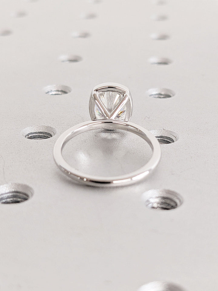 2.50CT Elongated Cushion Cut Bezel Lab Grown Diamond Engagement Ring Nature Inspired Engagement Rings