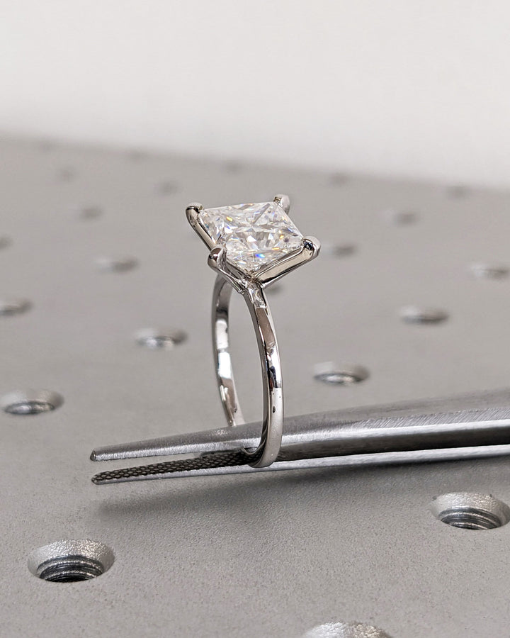 2.0CT Princess Cut Solitaire Lab Grown Diamond Engagement Ring For Women