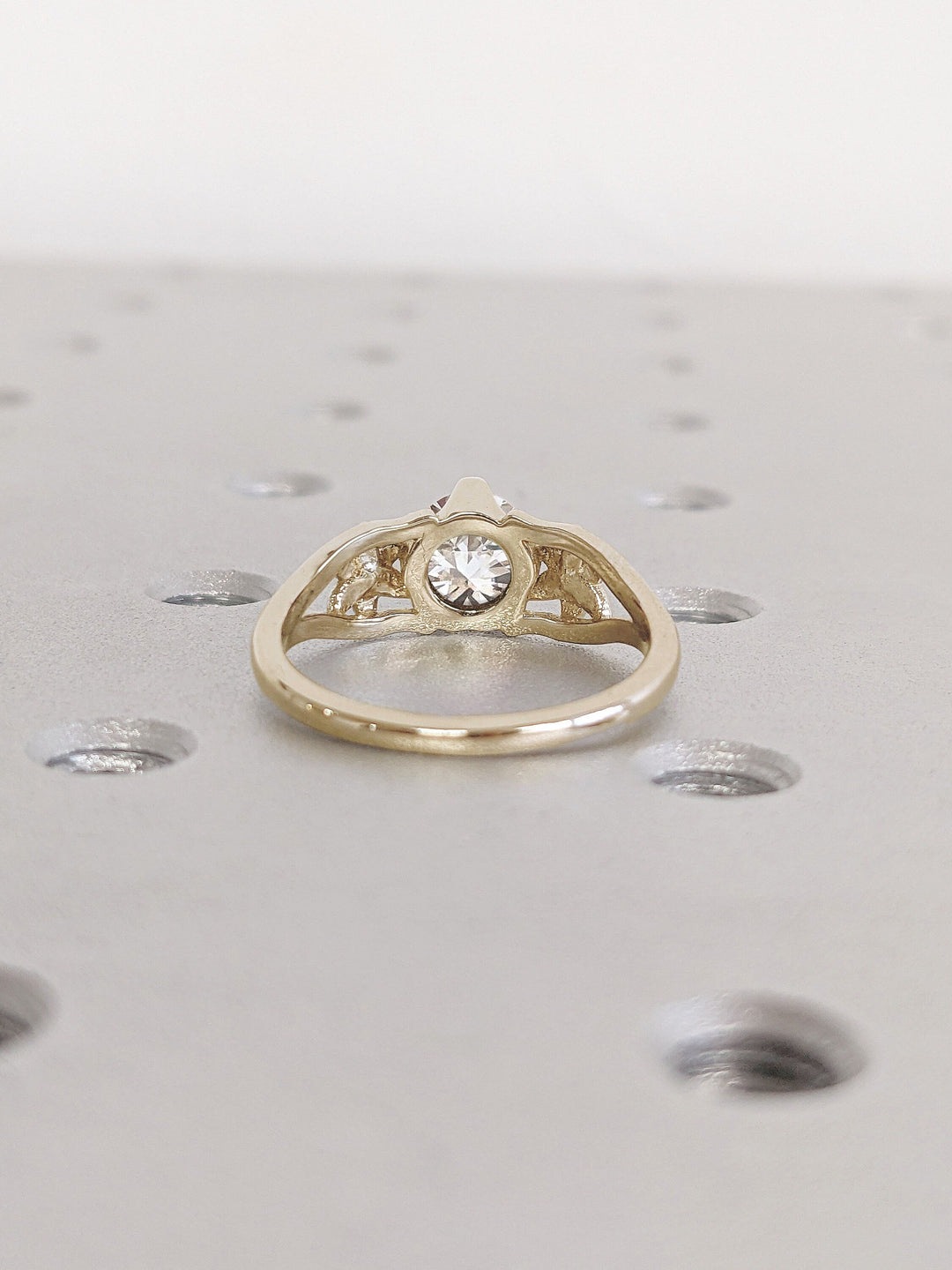 1.0CT Round Cut Unique 3 Stone Lab Grown Diamond Engagement Ring For Women