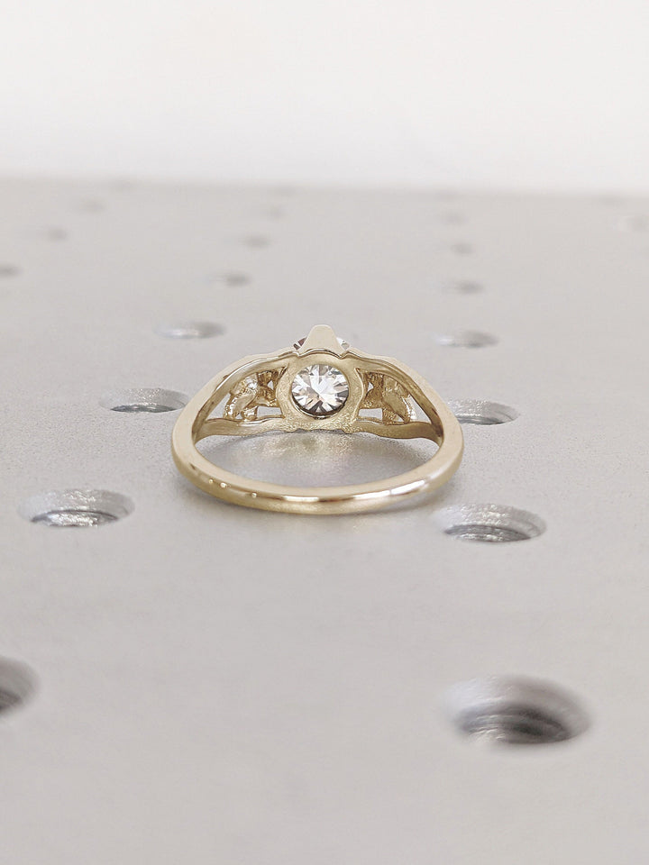 1.0CT Round Cut Unique 3 Stone Lab Grown Diamond Engagement Ring For Women
