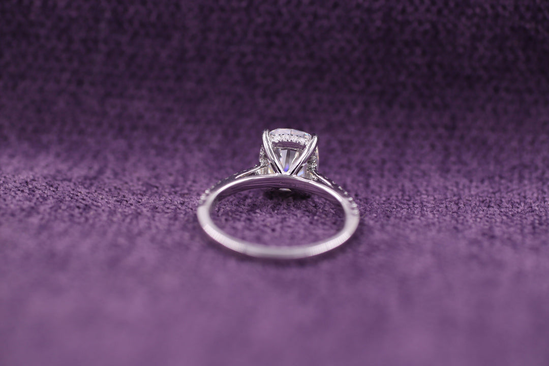 2.50CT Elongated Cushion Cut Pave Lab Grown Hidden Halo Diamond Engagement Ring For Her