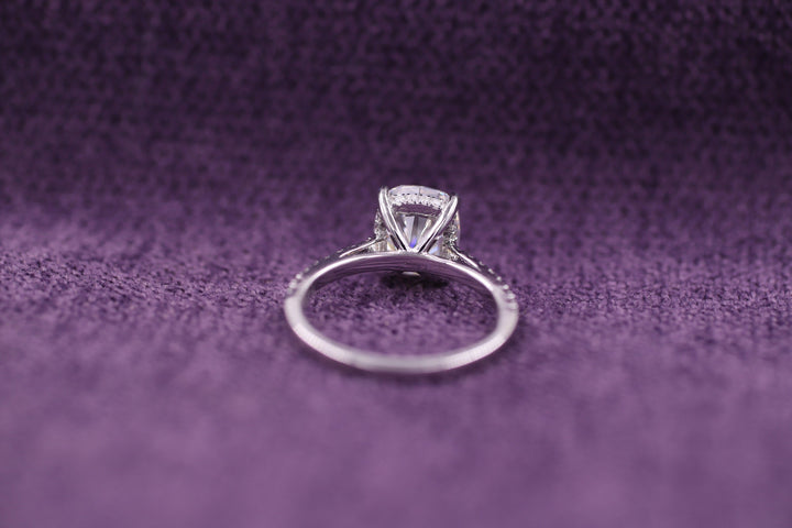 2.50CT Elongated Cushion Cut Pave Lab Grown Hidden Halo Diamond Engagement Ring For Her