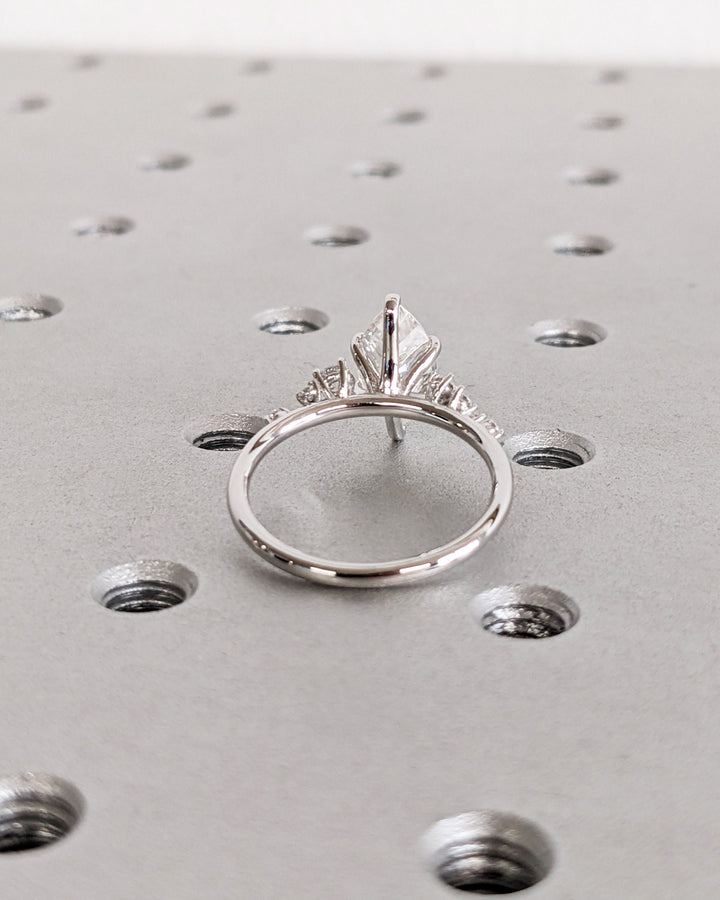 1.50CT Marquise Cut Cluster Lab Grown Diamond Engagement Ring in 18K White Gold
