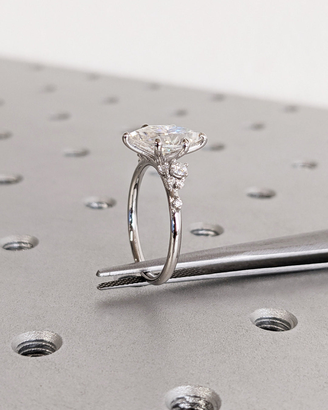 1.50CT Marquise Cut Cluster Lab Grown Diamond Engagement Ring in 18K White Gold
