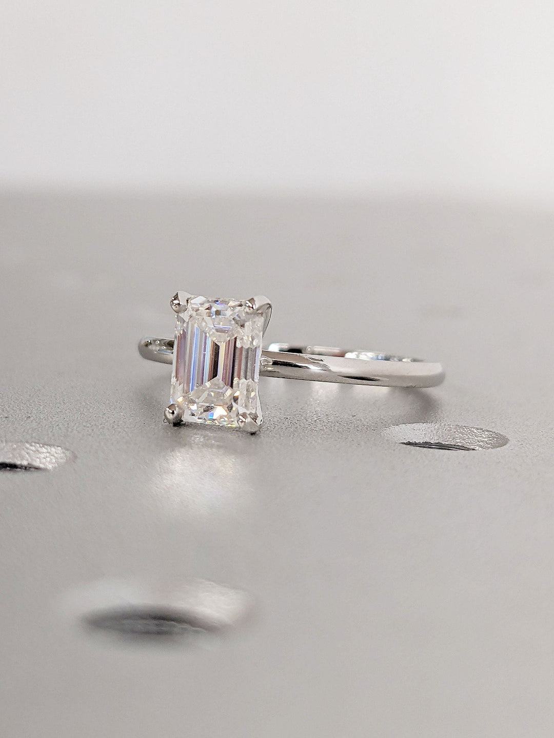 1.0CT Emerald Cut Solitaire Lab Grown Diamond Engagement Ring For Women