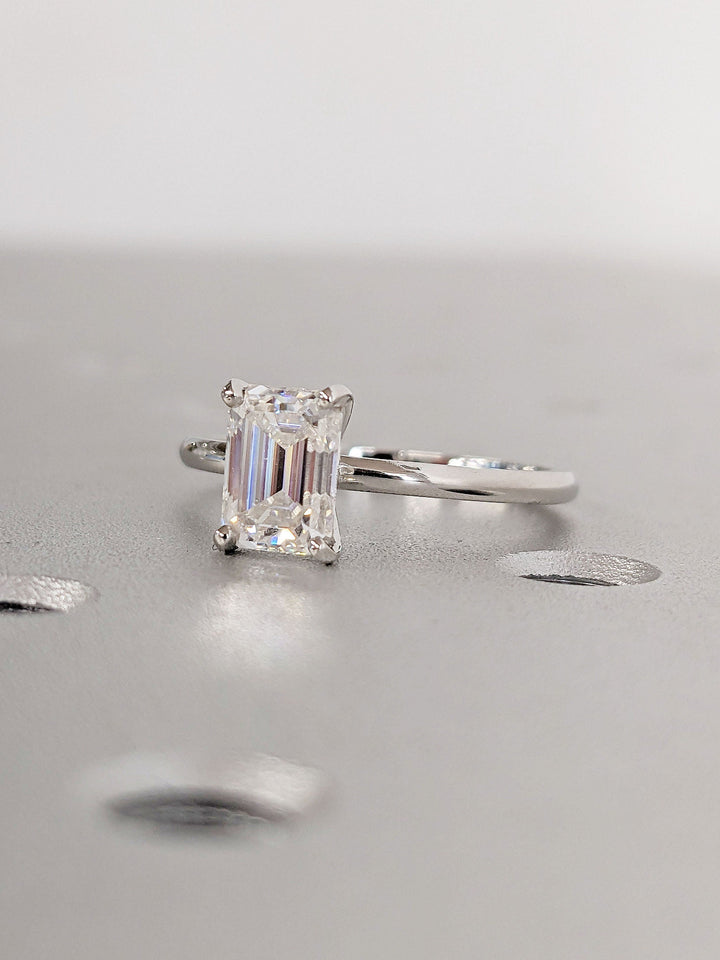 1.0CT Emerald Cut Solitaire Lab Grown Diamond Engagement Ring For Women