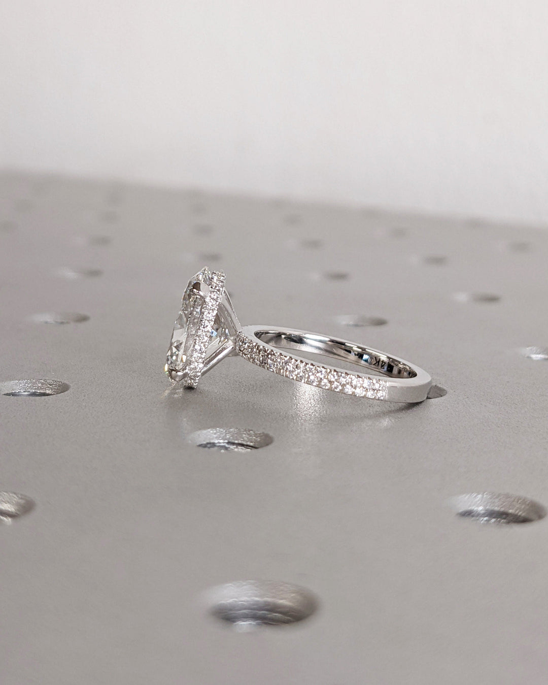 3.0CT Oval Cut Micro Pave Lab Grown Diamond Hidden Halo Engagement Ring For Her