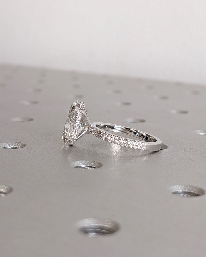 3.0CT Oval Cut Micro Pave Lab Grown Diamond Hidden Halo Engagement Ring For Her