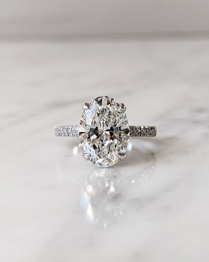 3.0CT Oval Cut Pave Lab Grown Diamond Hidden Halo Engagement Ring For Women