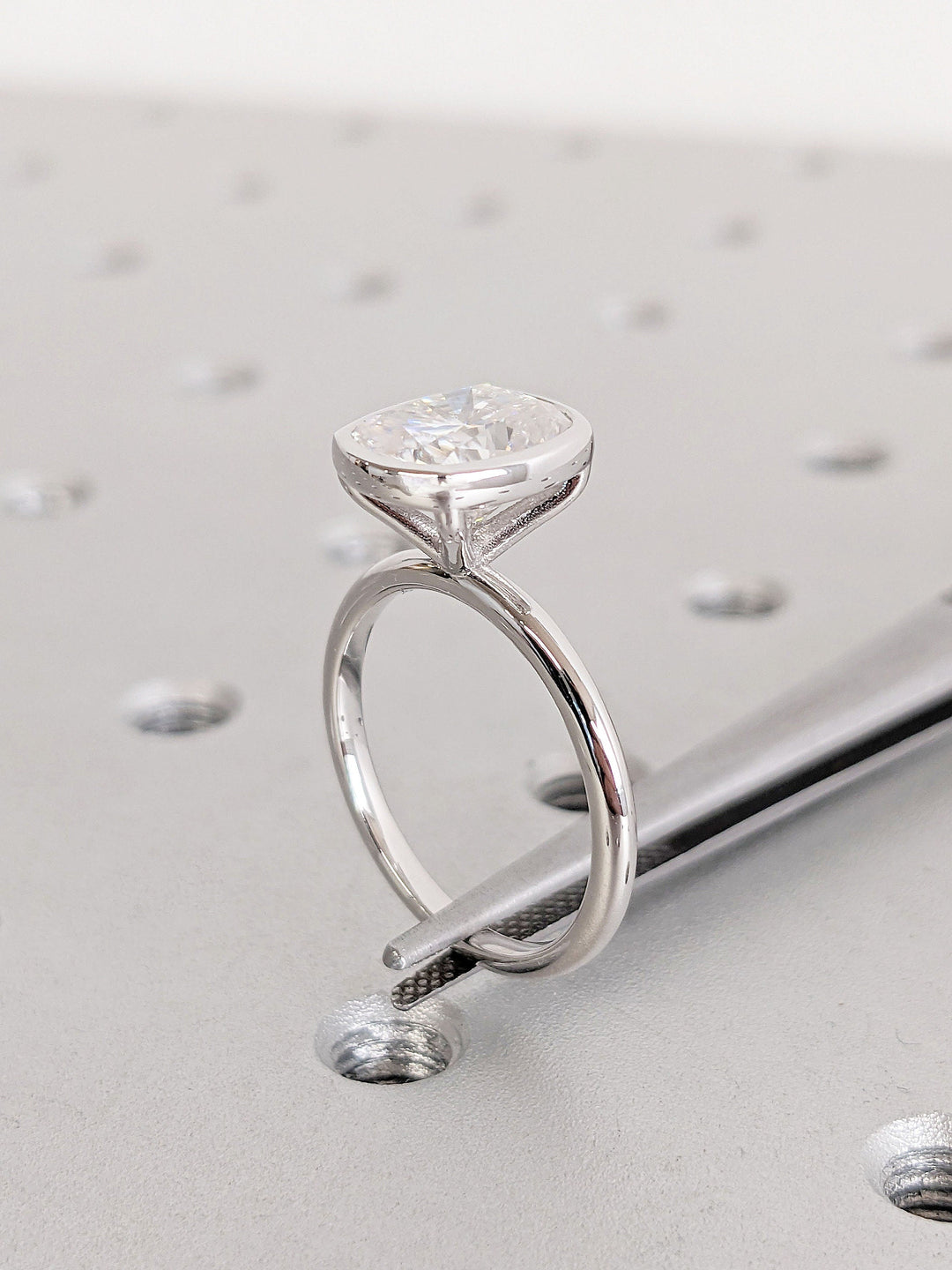 2.50CT Elongated Cushion Cut Bezel Lab Grown Diamond Engagement Ring Nature Inspired Engagement Rings