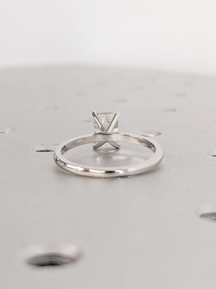 1.0CT Emerald Cut Solitaire Lab Grown Diamond Engagement Ring For Women