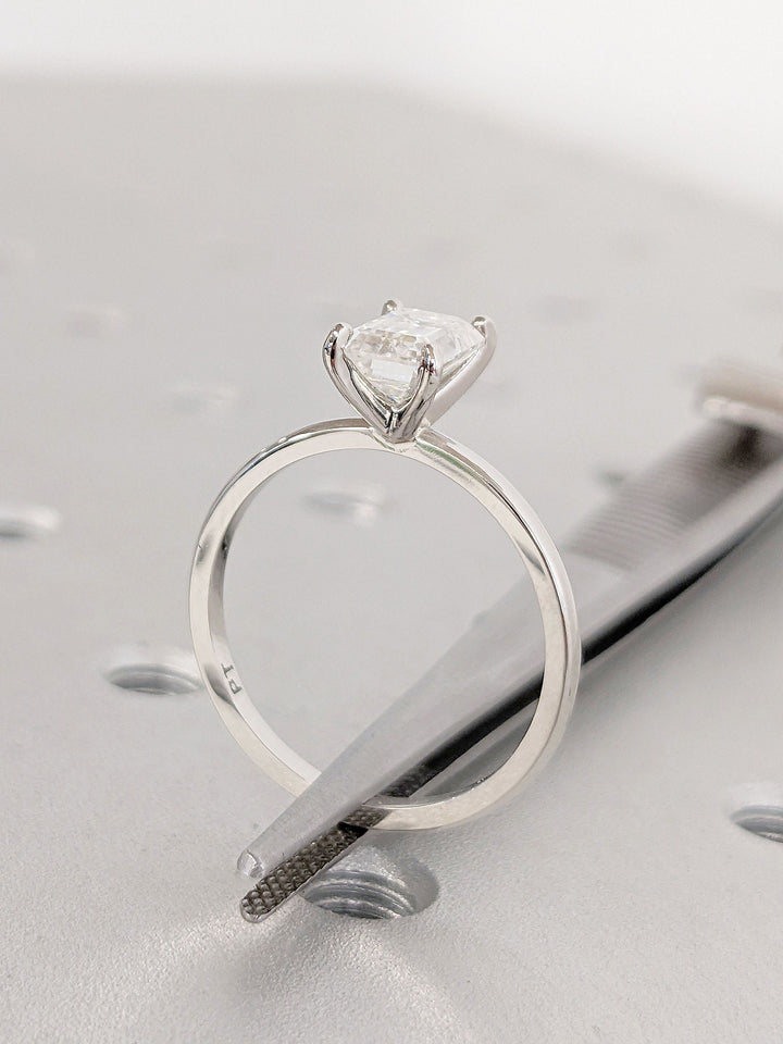1.0CT Emerald Cut Solitaire Lab Grown Diamond Engagement Ring For Women