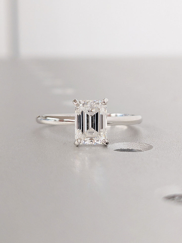 1.0CT Emerald Cut Solitaire Lab Grown Diamond Engagement Ring For Women