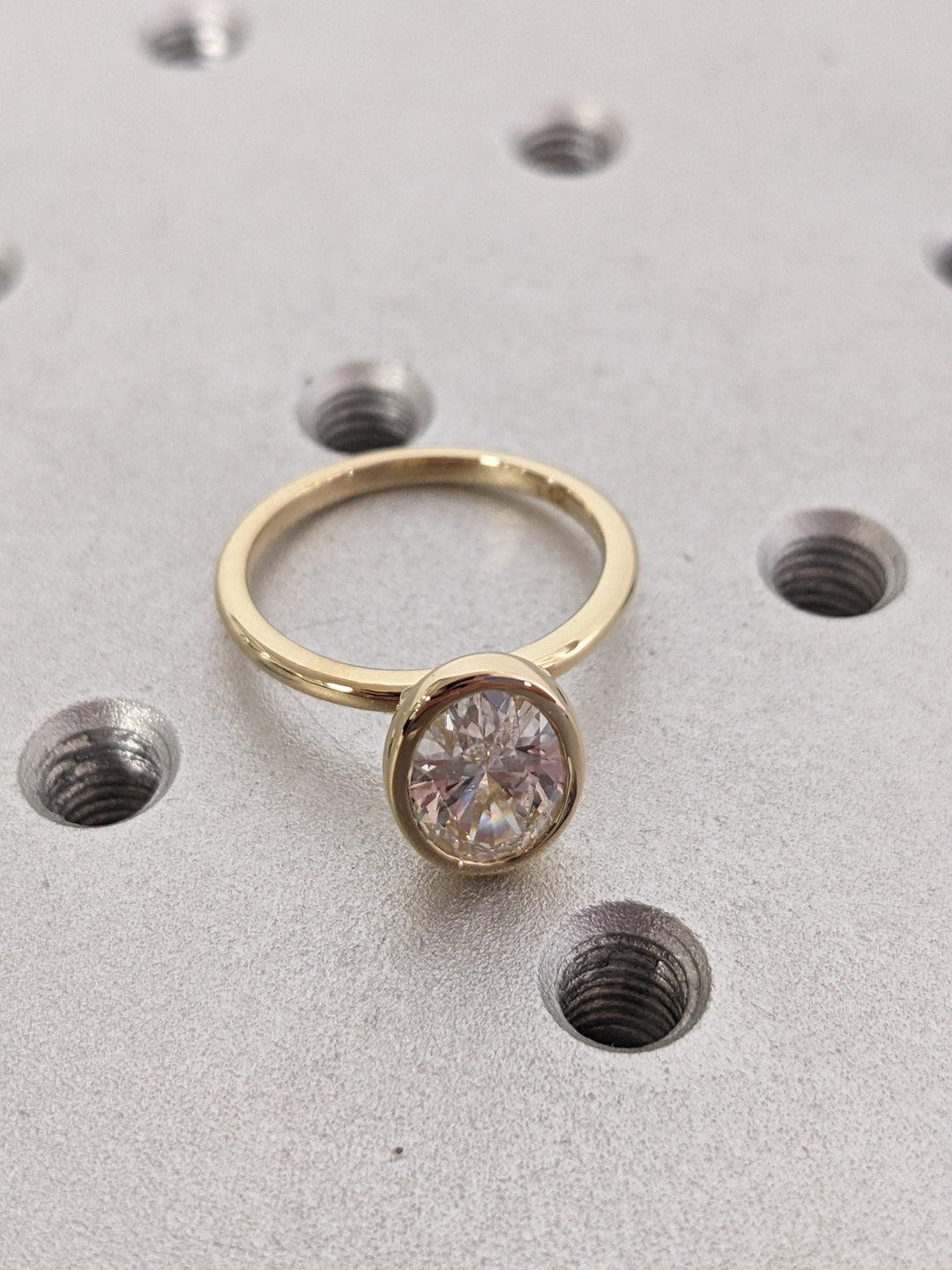1.50CT Oval Cut Bezel Solitaire Wedding Ring Lab Grown Diamond Engagement Ring