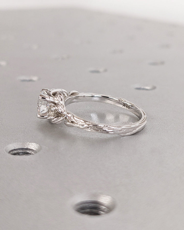 0.75CT Round Cut Three Stone Lab Grown Diamond Cluster Engagement Ring