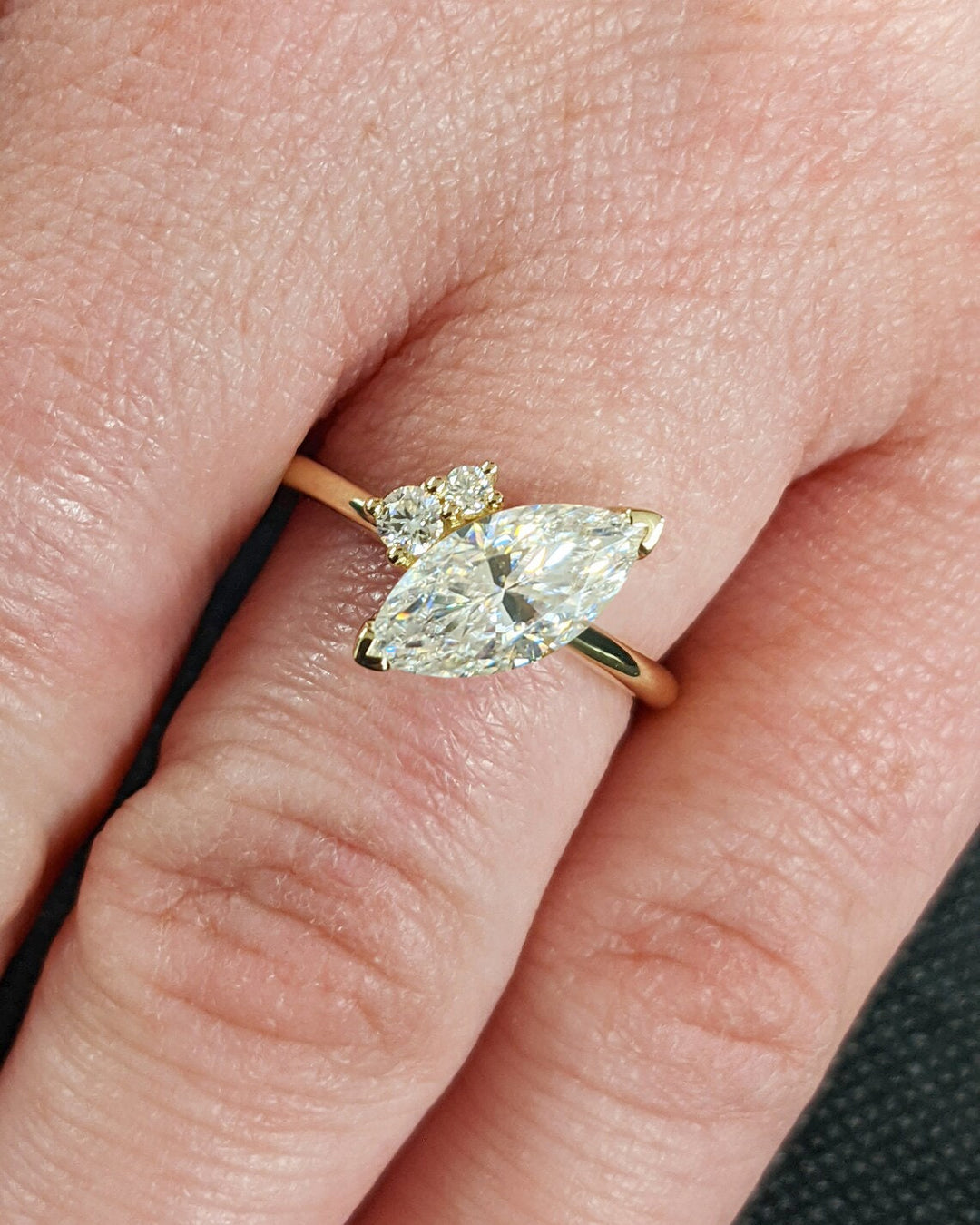 1.0CT Asymmetrical Marquise Cut Cluster Lab Grown Diamond Engagement Ring For Women