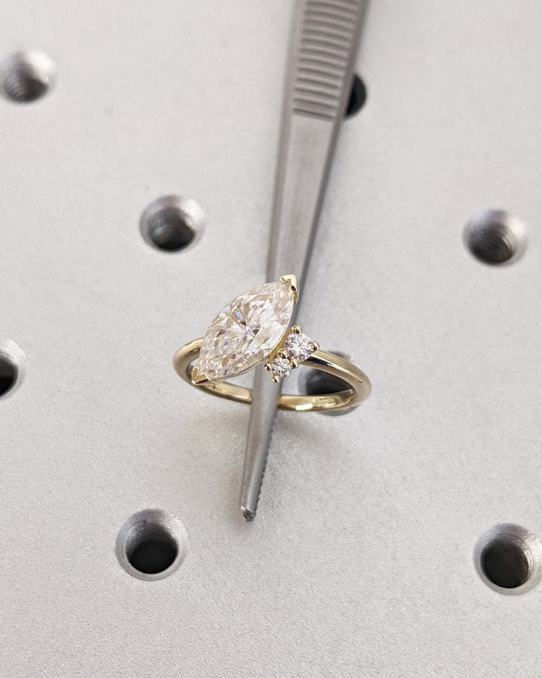 1.0CT Asymmetrical Marquise Cut Cluster Lab Grown Diamond Engagement Ring For Women