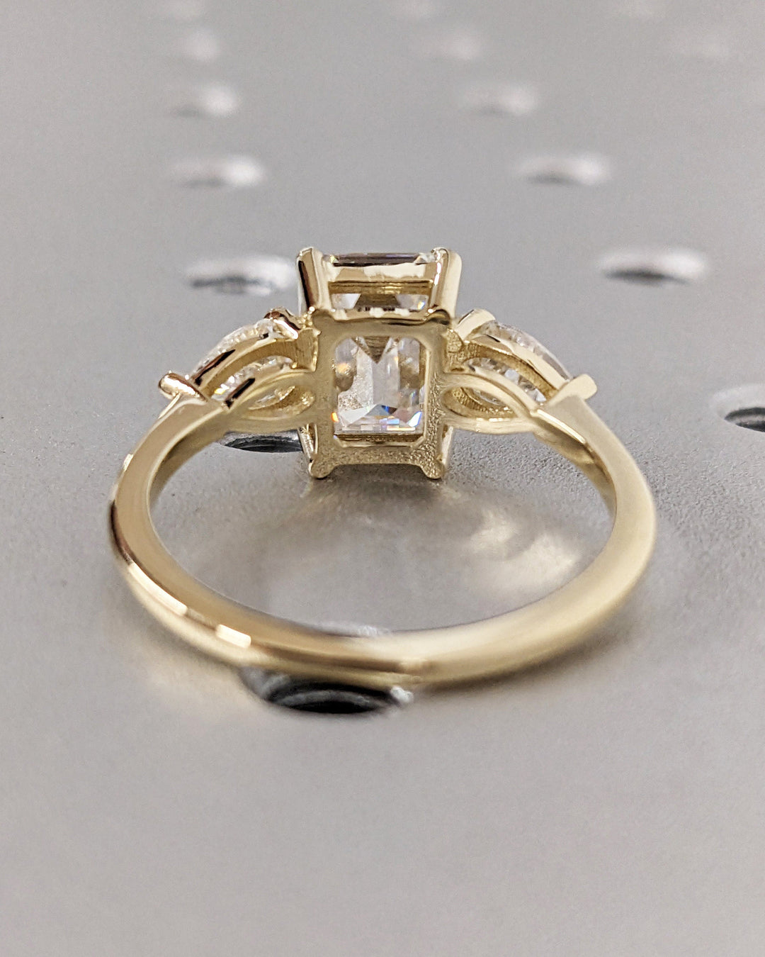 2.50CT Emerald Cut Three Stone Lab Grown Diamond Engagement Ring Minimalist Wedding Ring