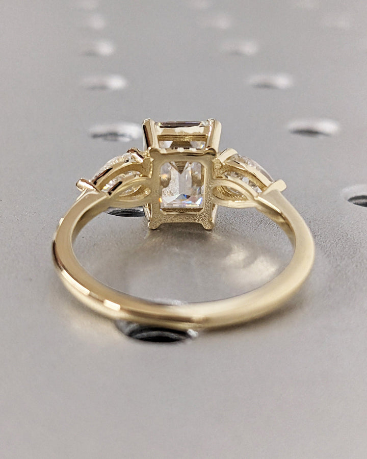 2.50CT Emerald Cut Three Stone Lab Grown Diamond Engagement Ring Minimalist Wedding Ring