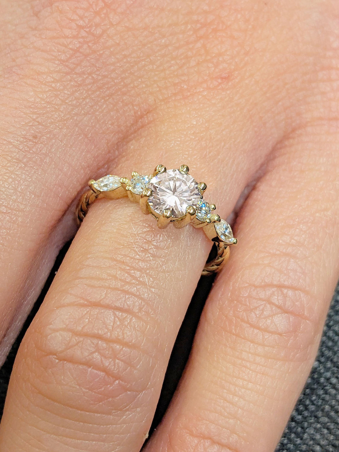 0.50CT Round Cut Cluster Lab Grown Diamond Engagement Ring For Women