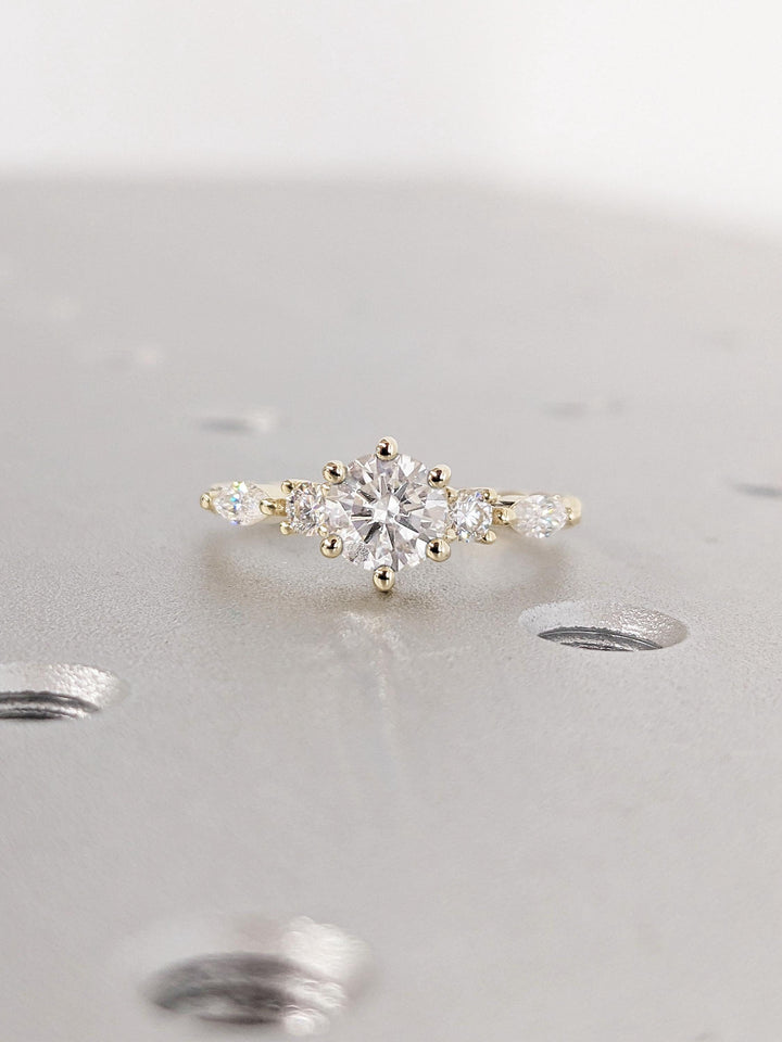 0.50CT Round Cut Cluster Lab Grown Diamond Engagement Ring For Women