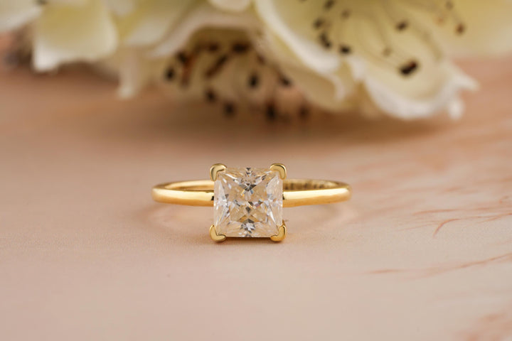 1.50CT Princess Cut Four Prong Lab Grown Diamond Engagement Ring For Women